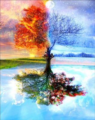 Алмазна мозаїка Дерево життя на полотні з підрамником 30х40 см (GB72515)