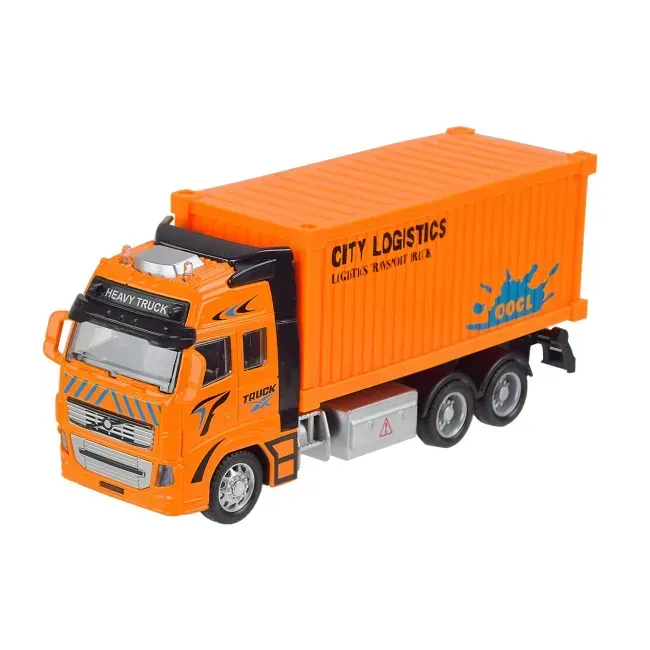 Игрушечная автомобильная моделька Автопром Контейнеровоз инерционная из металла 20 см Оранжевый (150-98-AP7514D)