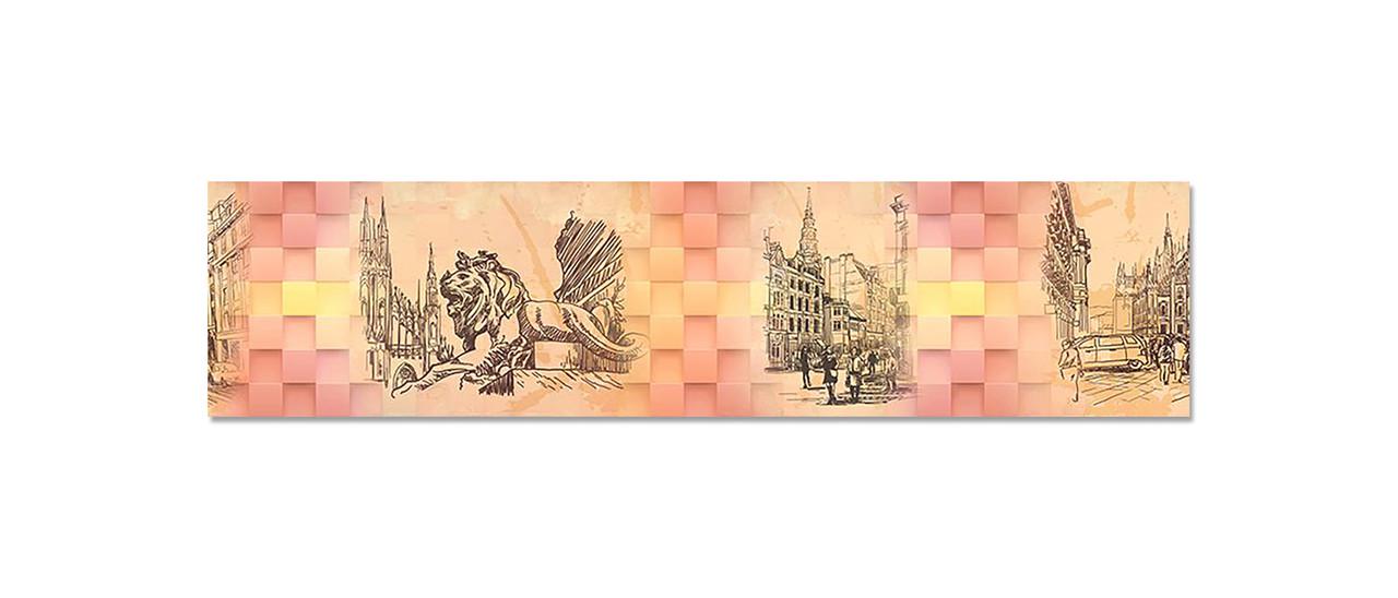 Фартук кухонный Плетенная геометрия 60х250 см Розовый