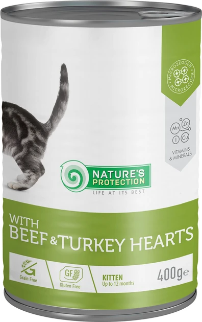Влажный корм для котят Nature's Protection с говядиной и сердцем индейки 400 г (KIK45610)