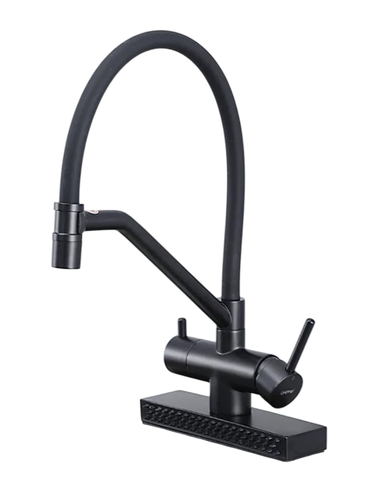Змішувач для кухні Gappo G4098-6 з водоспадом двоважільний Чорний (SQ-1047626)