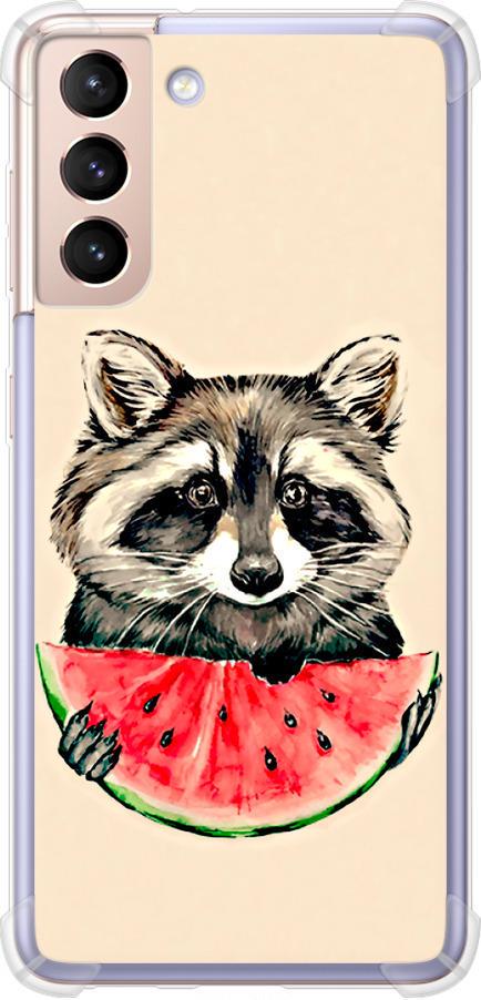 Чохол на Samsung Galaxy S21 Єнотик з кавуном (4605sp-2114-42517)