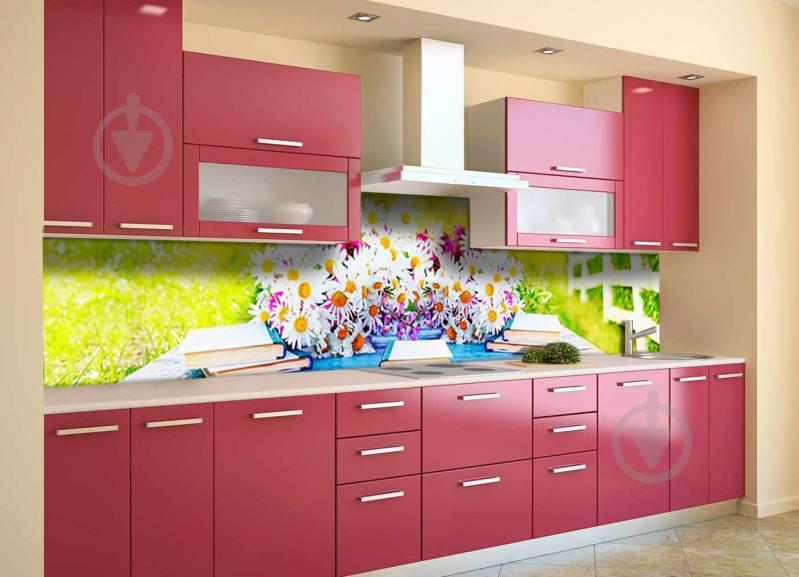 Скинали на кухню Zatarga «Букет Ромашек» 600х2500 мм виниловая 3Д наклейка кухонный фартук самоклеящаяся Z180775