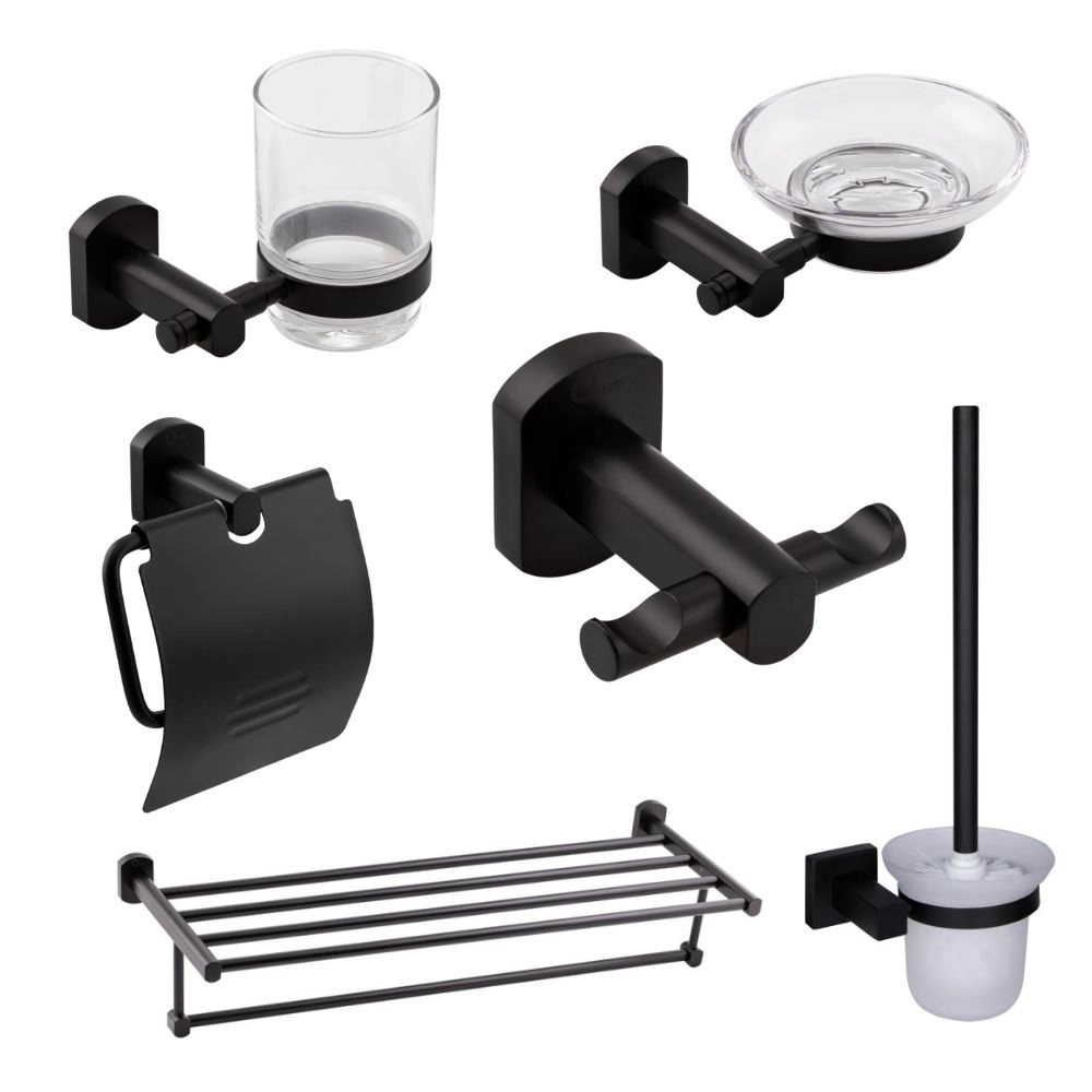 Набор аксессуаров Qtap LIberty Black Matt 1 6в1 для ванной