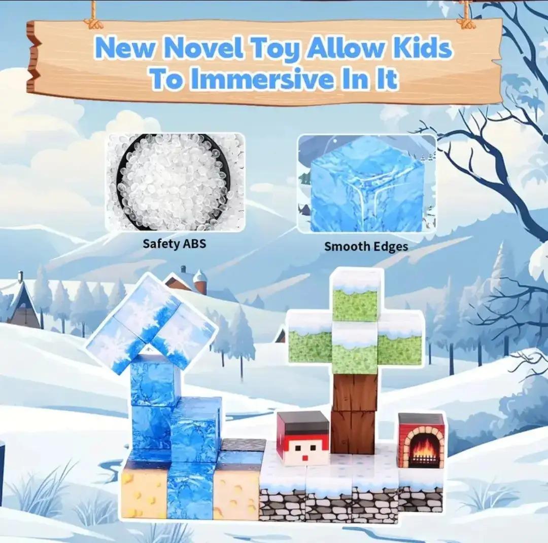 Конструктор магнітний Майнкрафт Льодова траса з будинком та порталом 100 кубиків - фото 6 Конструктор магнітний Майнкрафт Льодова траса з будинком та порталом 100 кубиків - фото 6
