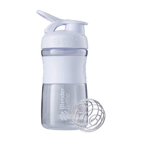 Шейкер для протеїну з металевою кулькою-вінчиком і гумовим хватом Blender Bottle SportMixer 590 мл Прозорий
