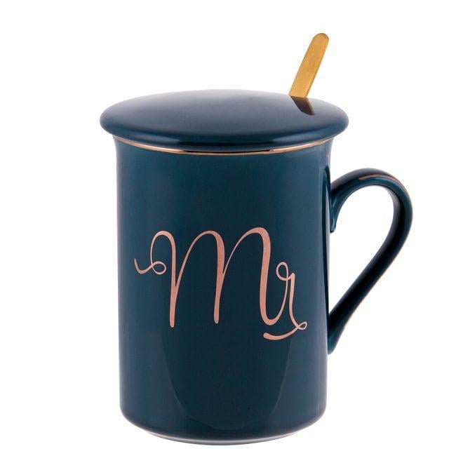 Чашка фарфоровая Flora Mr с крышкой и ложечкой 0,38 л 32725 (DR015147)