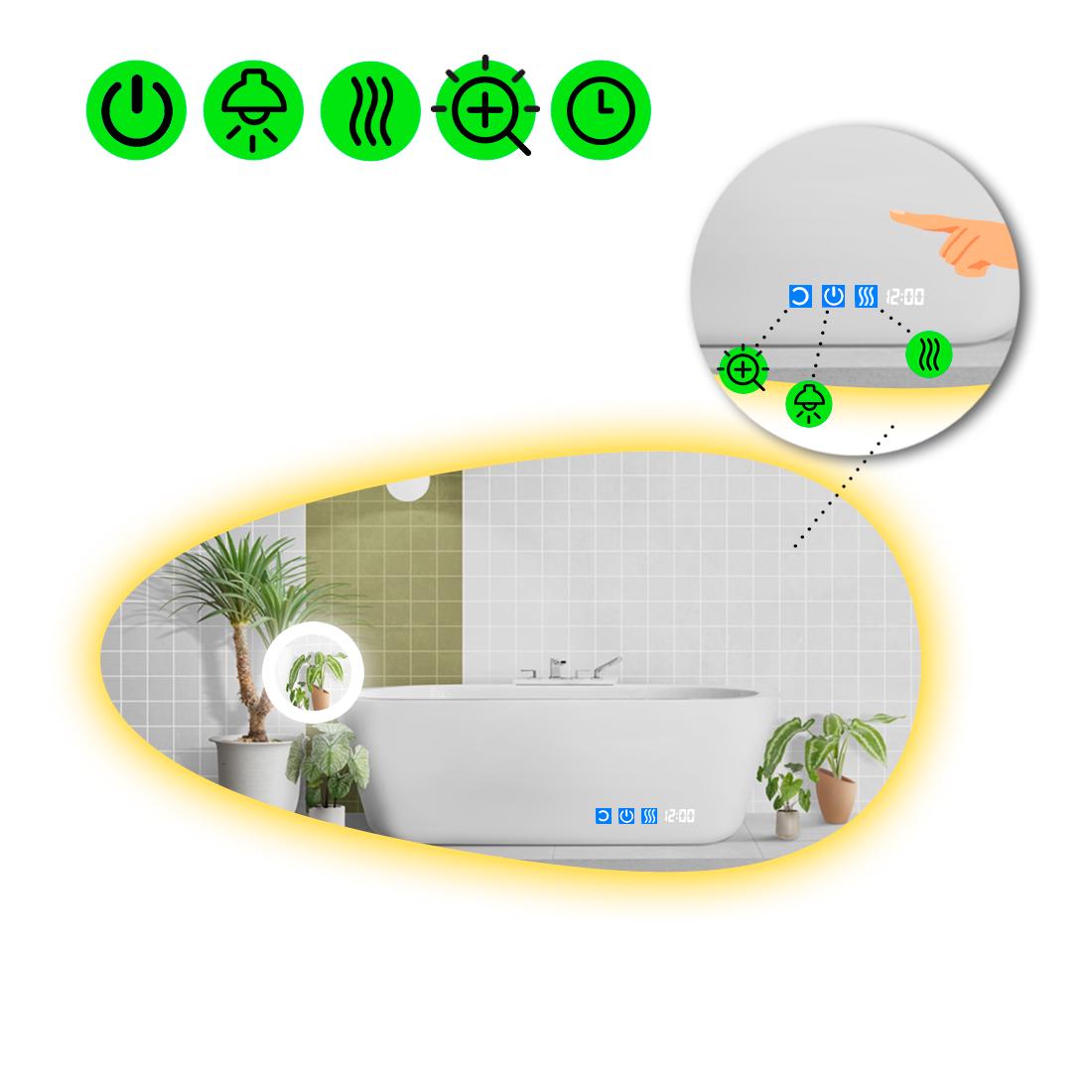 Дзеркало з LED підсвіткою Occhio 2 з трьома сенсорами 120x60 см (8737878)