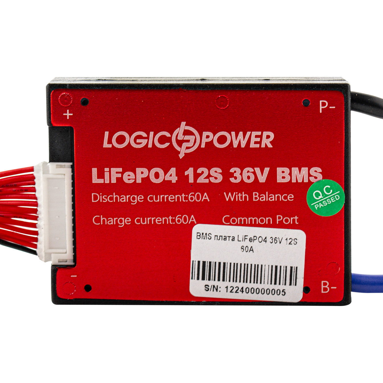Плата BMS LiFePO4 36V 12S Dis 60A Ch 30A