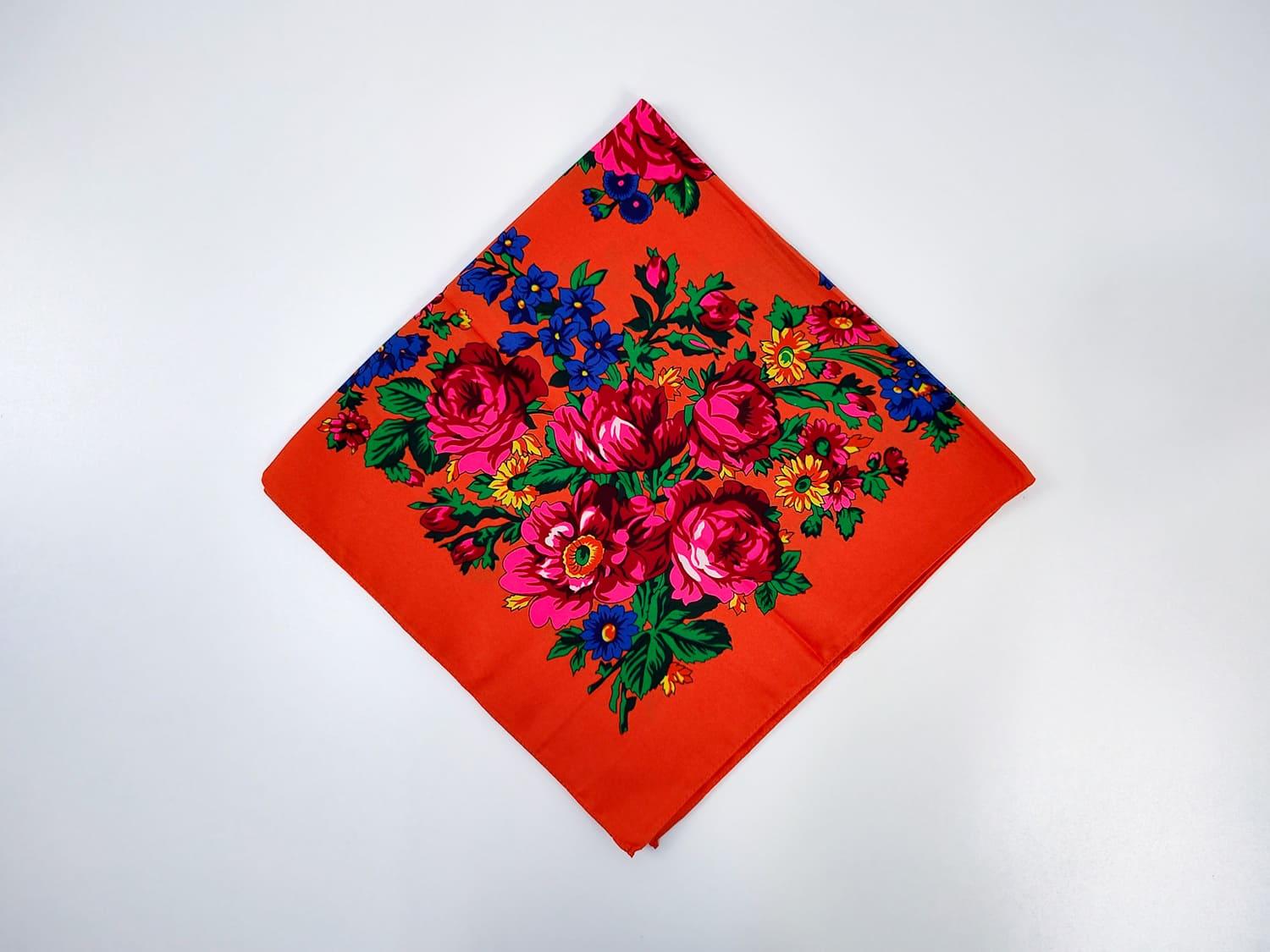 Платок Легкая классика 80x80 см ярко-оранжевая (29823682)