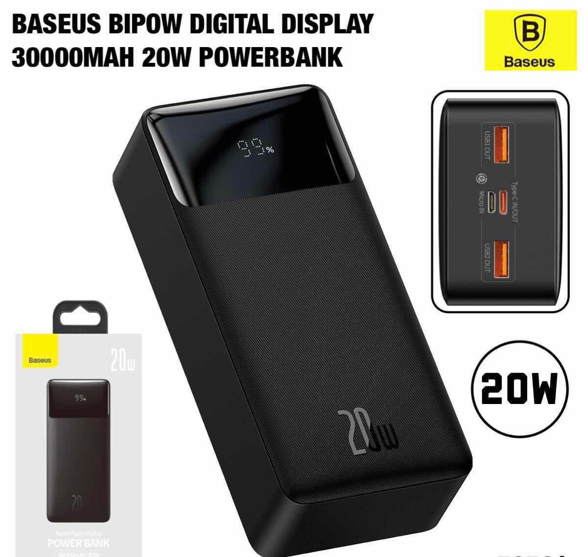 Павербанк Baseus Bipow Digital Display 30000 mAh 20 W Чорний (PPBD30K) - фото 4