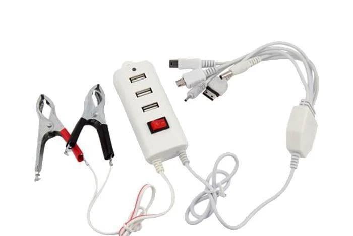 Автомобильный инвертор 12/24V с крокодилами Clip Charger DC-6in1 3xUSB 5 шт. Белый (32751140) (2931746005)