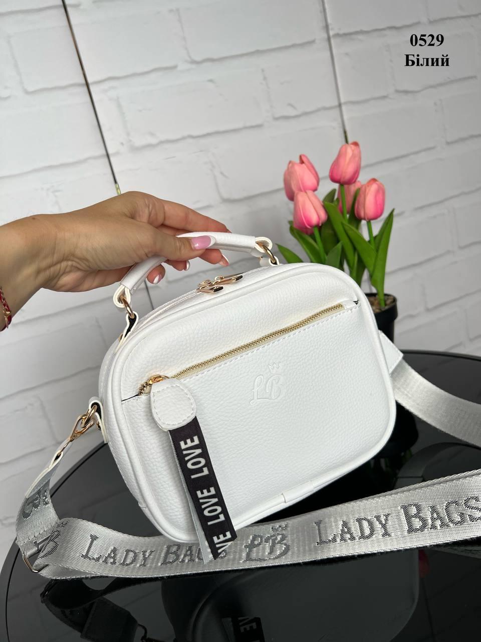 Сумка женская кросс-боди маленькая из экокожи через плечо на широком ремне Белый - фото 3 Сумка женская кросс-боди маленькая из экокожи через плечо на широком ремне Белый - фото 3