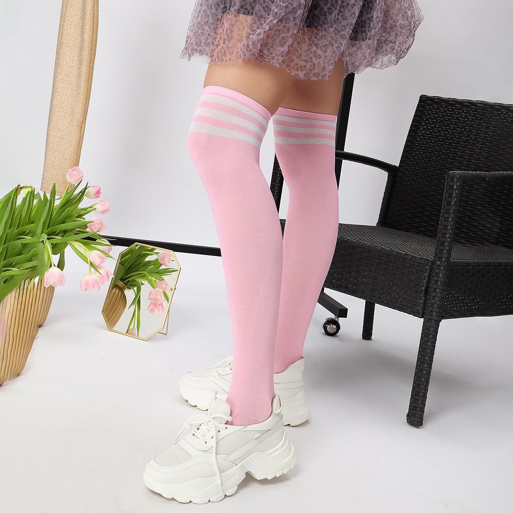 Чулки хлопок с полосками XXS-L Пудровый (10230)