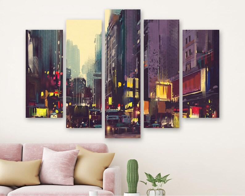 Модульна картина на полотні із п'яти частин KIL Art Вулиця Гонконгу 187x119 см (M51_XL_222)