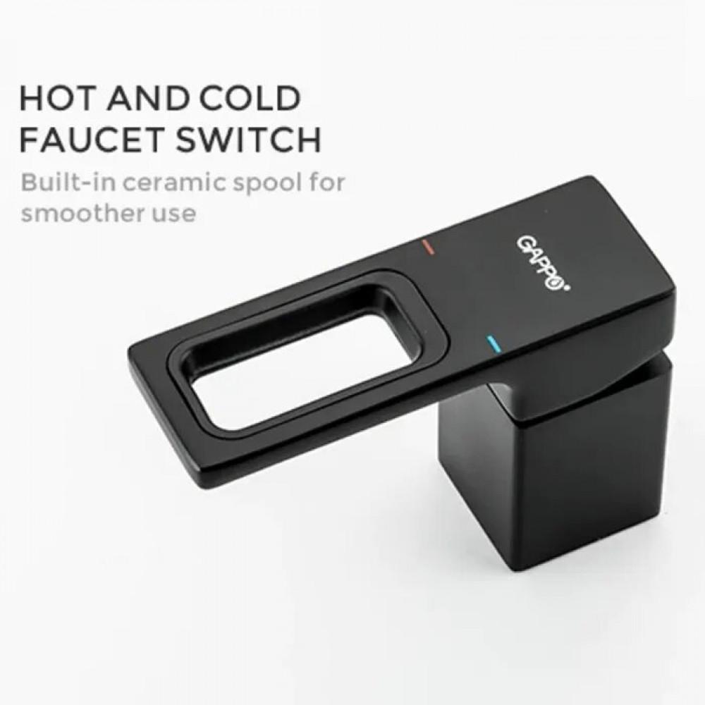 Змішувач на борт ванни Gappo G1117-6 на три отвори Чорний (115052) - фото 4