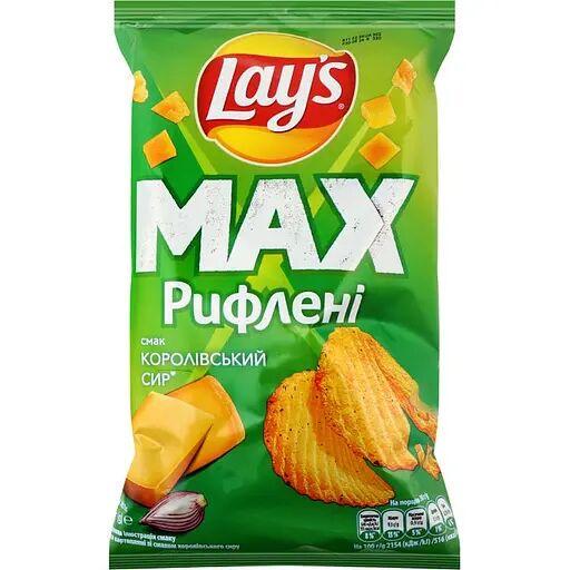 Чипсы рифленые Lay's Max Королевский сыр 95 г (4823063128803)