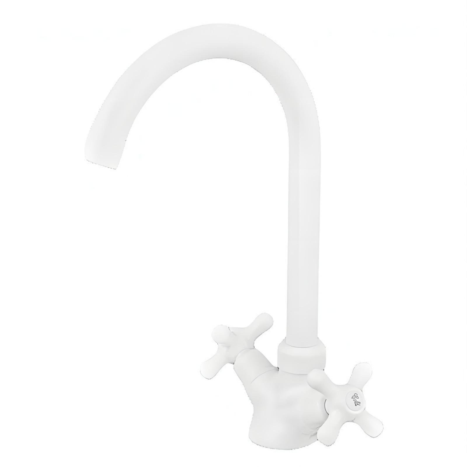 Смеситель для мойки посуды с высоким изливом с двумя вентилями PLAMIX PABLO-275 пластик Белый (b-PM0669) Смеситель для мойки посуды с высоким изливом с двумя вентилями PLAMIX PABLO-275 пластик Белый (b-PM0669)