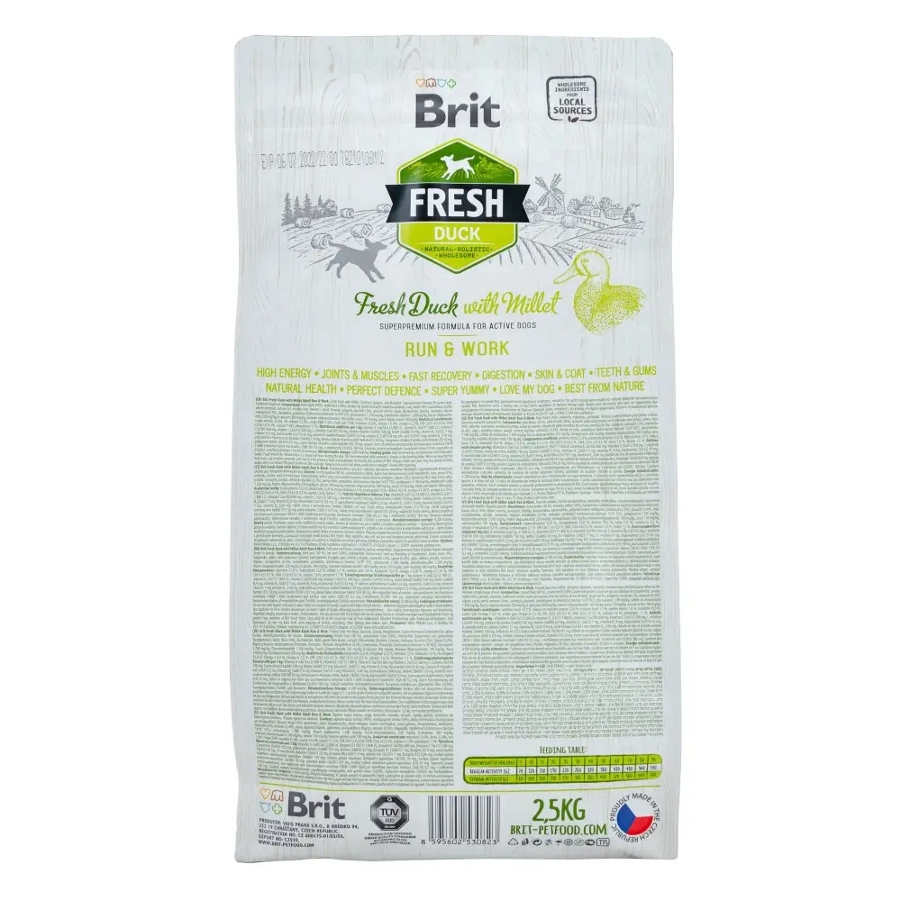 Корм сухий Brit Fresh для дорослих активних собак з качкою та пшоном 2,5 кг (170998/0823) - фото 2