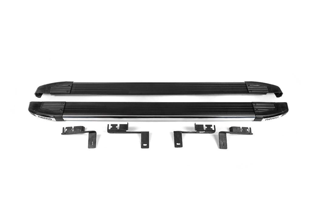 Боковые пороги Omsa Black Omsa Line для Citroen Nemo алюминий Серый