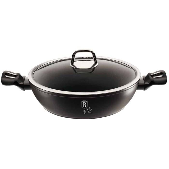 Сотейник с жаропрочной крышкой глубокий антипригарный 3,8 л Black/Silver (1850-BH)
