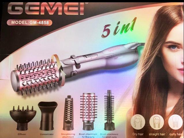 Стайлер для сушки укладки волос Gemei GM-4858 1000 Вт 5 насадок Серый (2547530251) - фото 2 Стайлер для сушки укладки волос Gemei GM-4858 1000 Вт 5 насадок Серый (2547530251) - фото 2