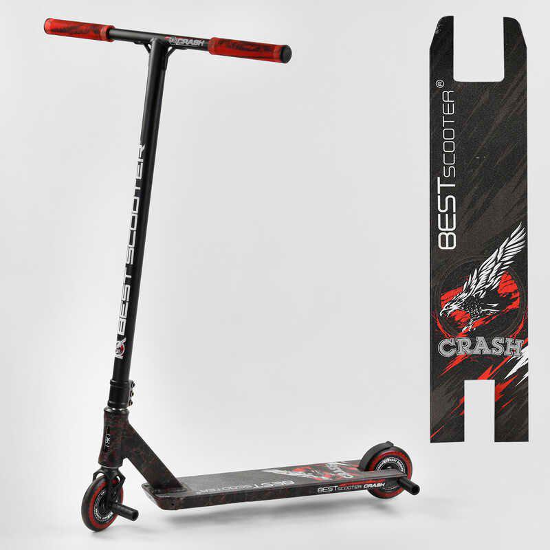 Самокат трюковый Best Scooter Crash HIC-система пеги алюминиевый диск и дека Black/Red (102311) - фото 4