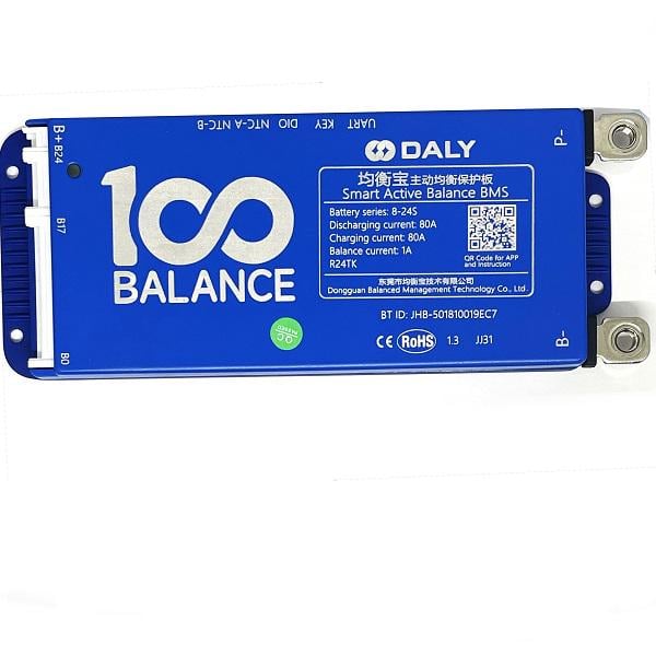 Плата Smart BMS DALY 8-24S 80A without CAN +1А active balancе+BT