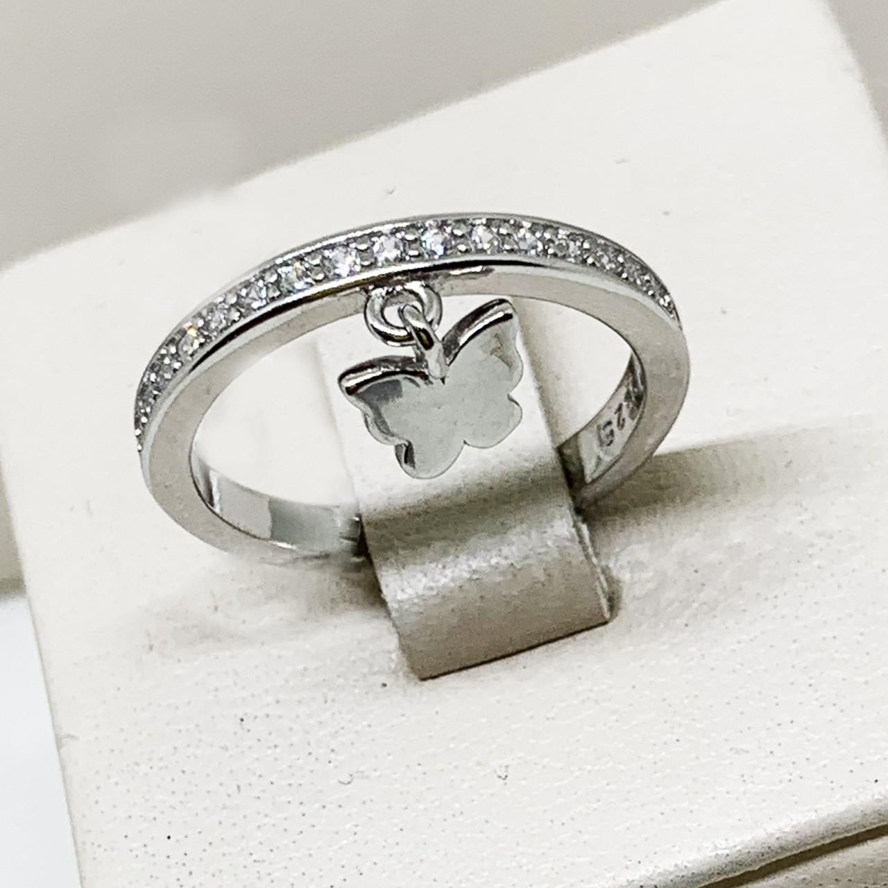 Кольцо серебряное Бабочка с кубическим цирконием р. 16 2,51 г (1716197645)