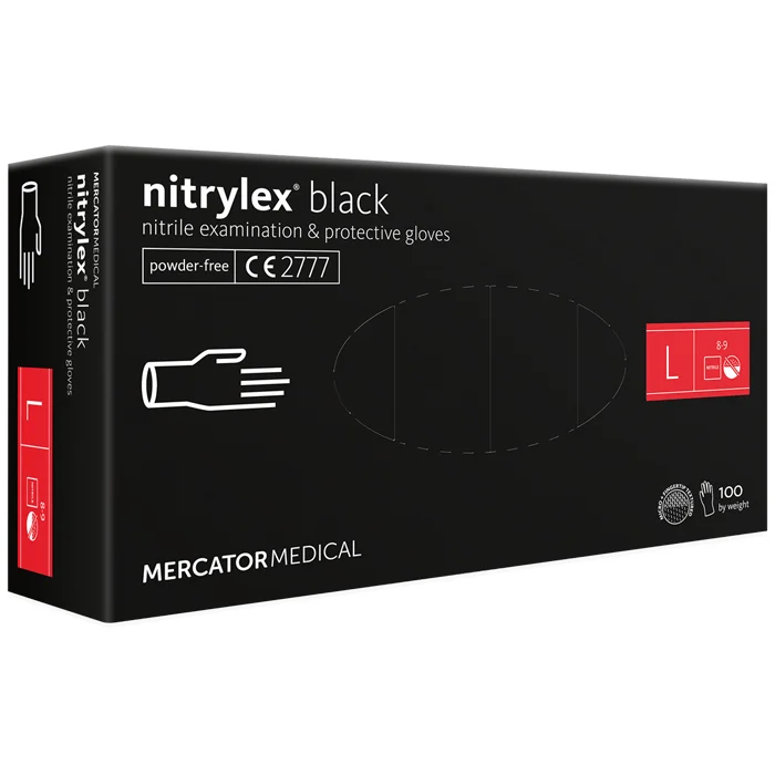 Рукавички нітрилові Mercator Nitrylex L 100 шт. Black