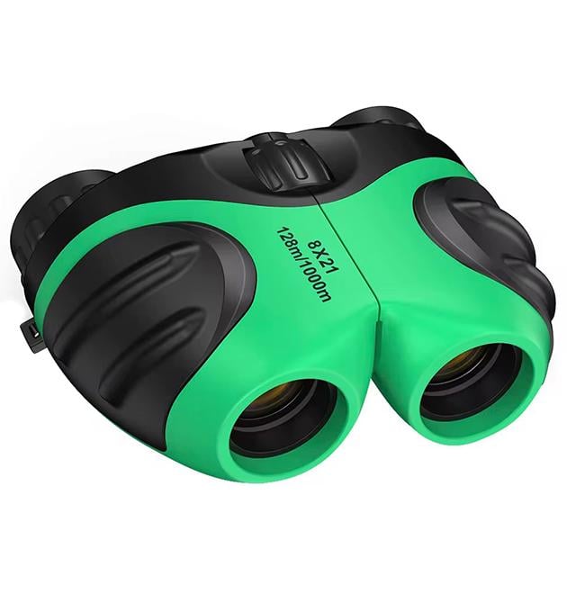 Бинокль детский Compact binoculars игрушечный с увеличением 8х21 ударопрочный для путешествий Зеленый