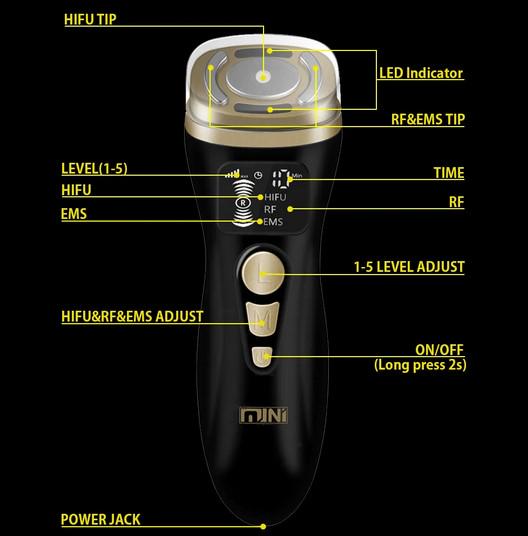 Массажер Mini HIFU для лифтинга/подтяжки/омоложения лица Черный (Mini HIFU BL) - фото 4