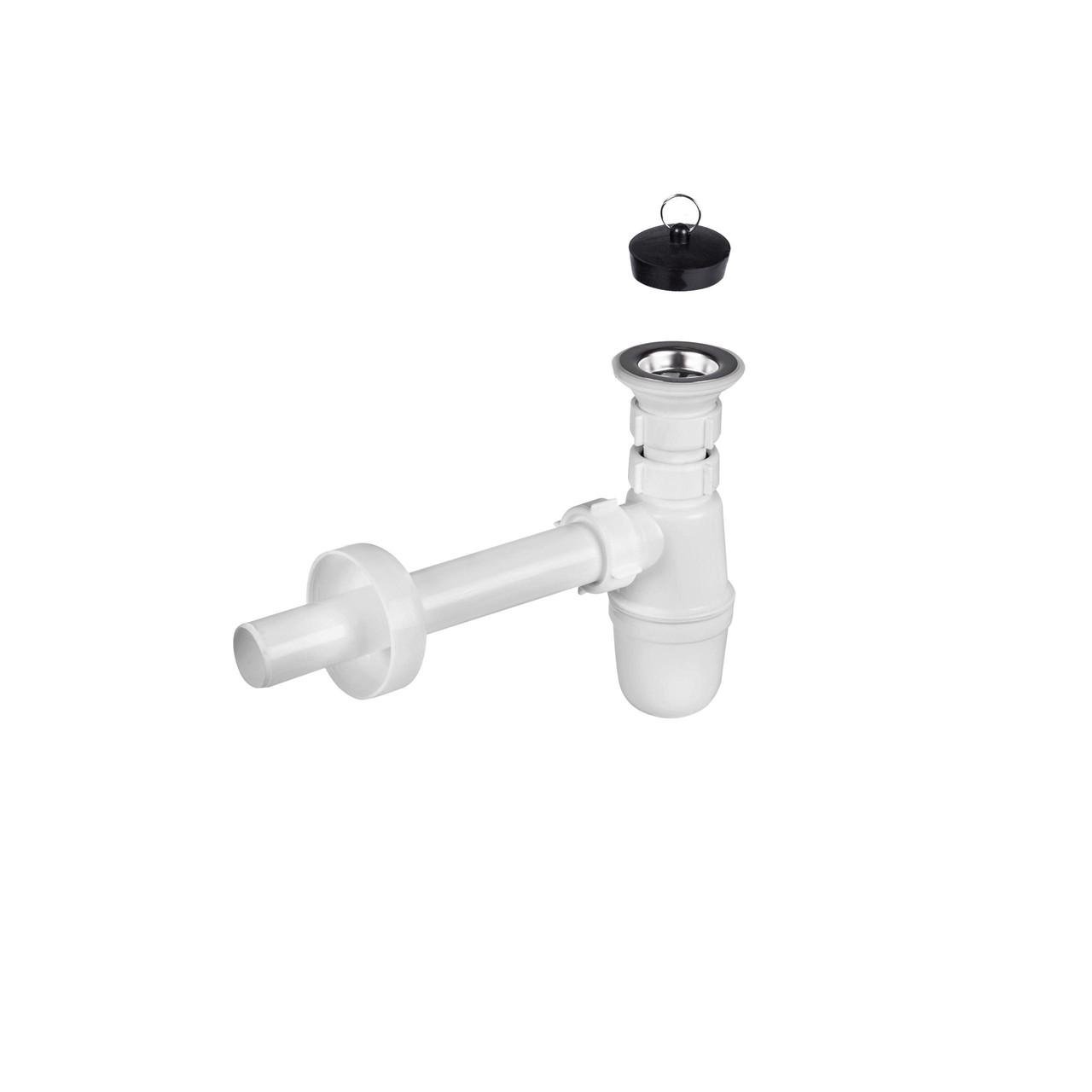 Сифон пластмасовий пляшковий Woko Т0405 для умивальників з переливом