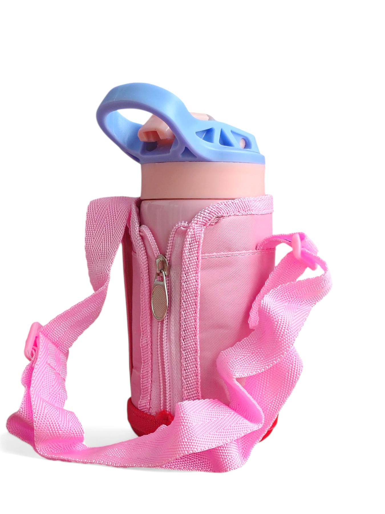 Термос дитячий Принцеса з трубочкою в чохлі 400 мл Рожевий - фото 4