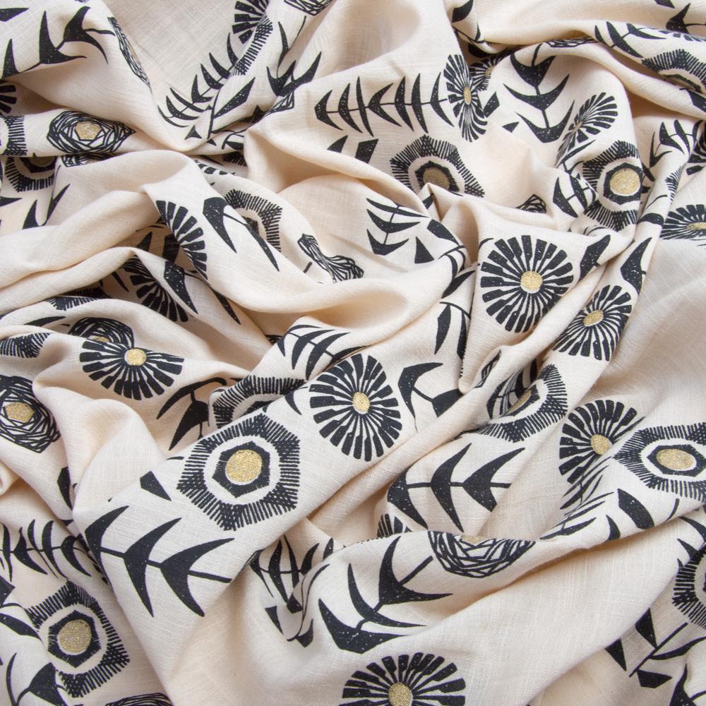 Ткань костюмная под лен с напылением соняшник беж