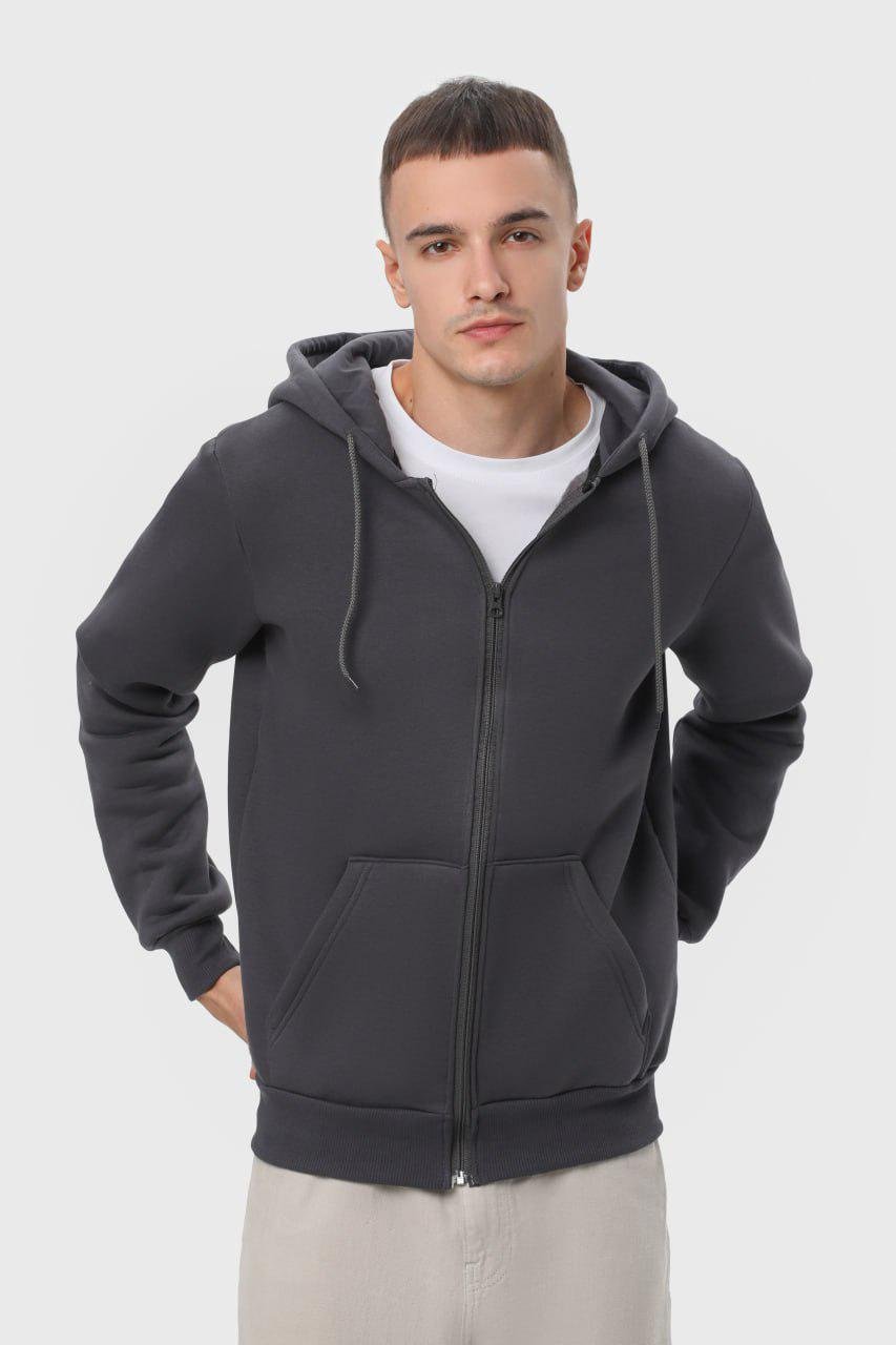 Худі на замку утеплене RAY BASIC U0405L UNISEX M Темно-сірий