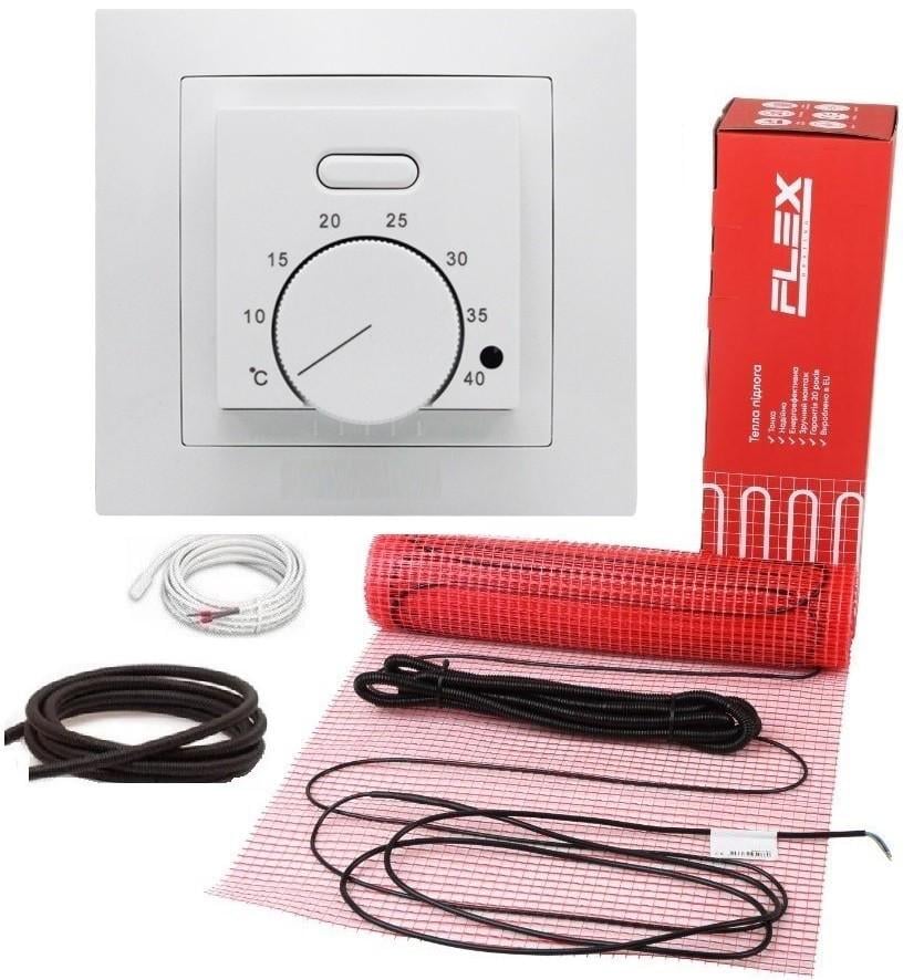Мат нагревательный FLEX 4 м²/700 Вт с механическим белым терморегулятором AC308