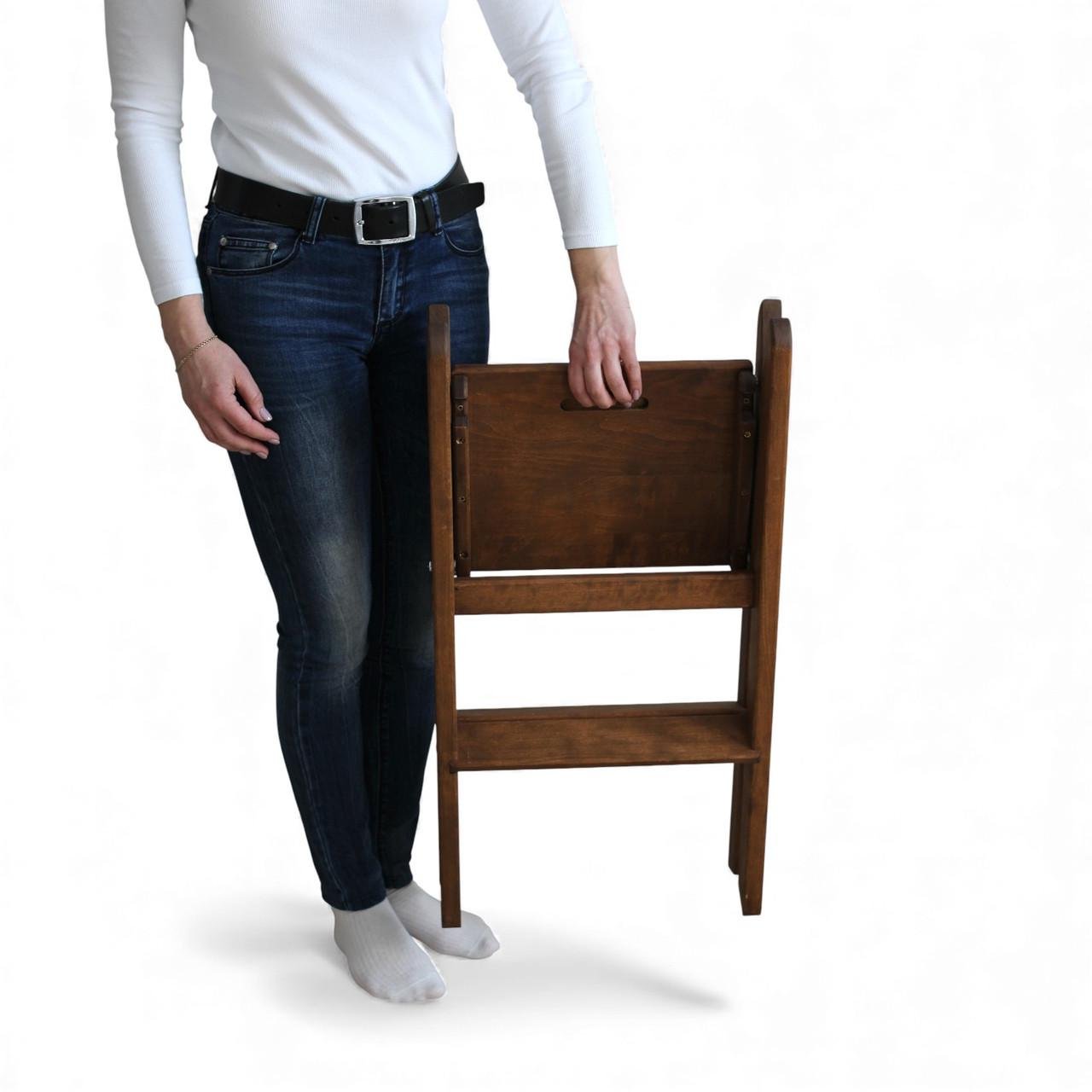 Табурет-лестница деревянный Студія Дерева Вільха бытовой двусторонний 2 ступеньки Орех темный (31002905) - фото 3 Табурет-лестница деревянный Студія Дерева Вільха бытовой двусторонний 2 ступеньки Орех темный (31002905) - фото 3