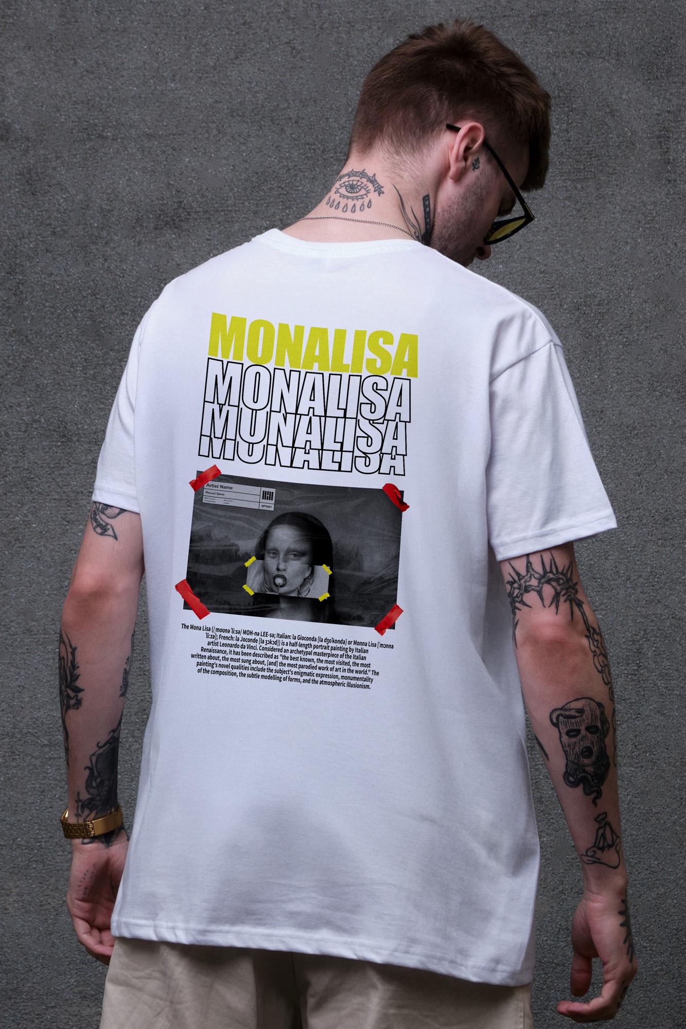 Футболка чоловіча Without з принтом Monalisa оверсайз 2XL/3XL White (2XL8049488)
