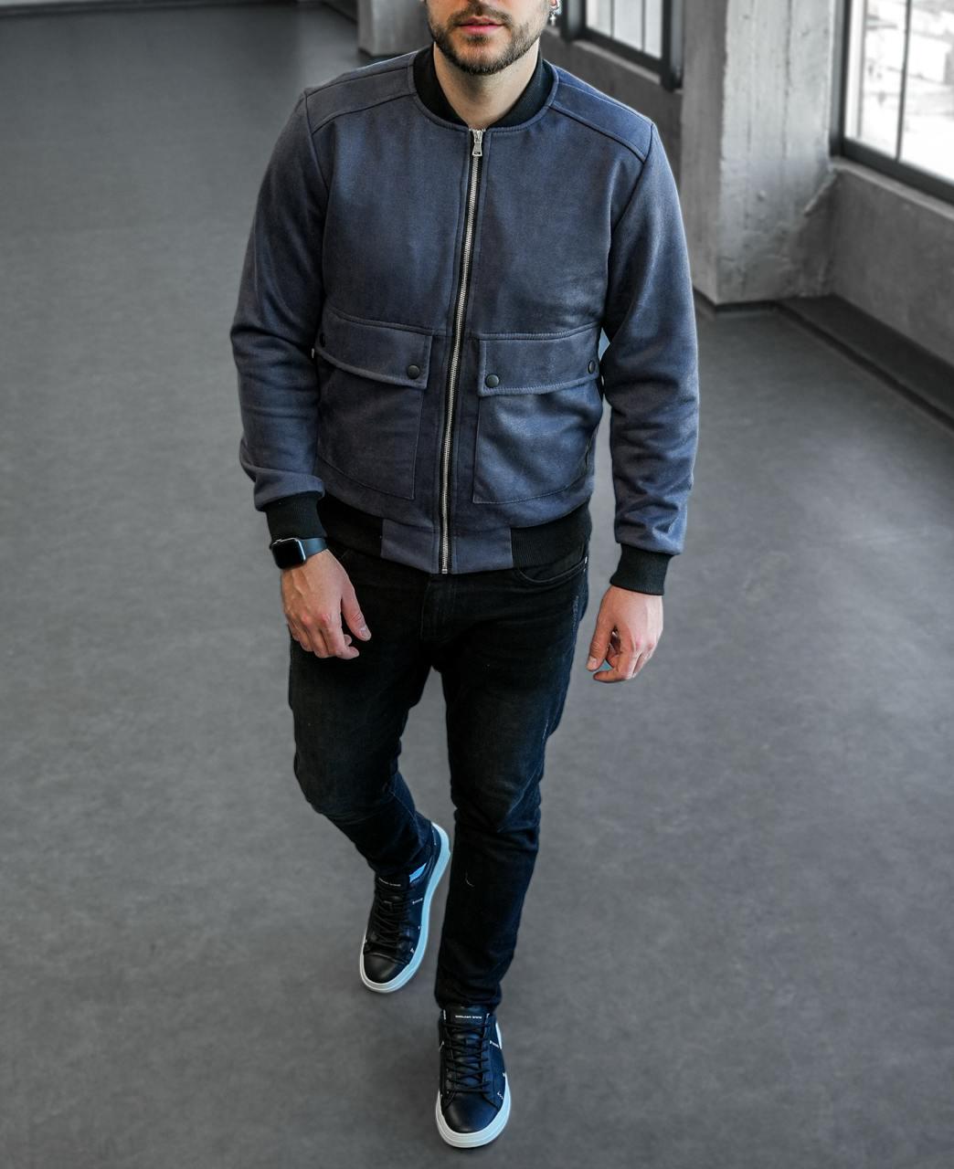 Бомбер чоловічий замшевий демісезонний L Сірий (F0020/2/3) - фото 3 Бомбер чоловічий замшевий демісезонний L Сірий (F0020/2/3) - фото 3