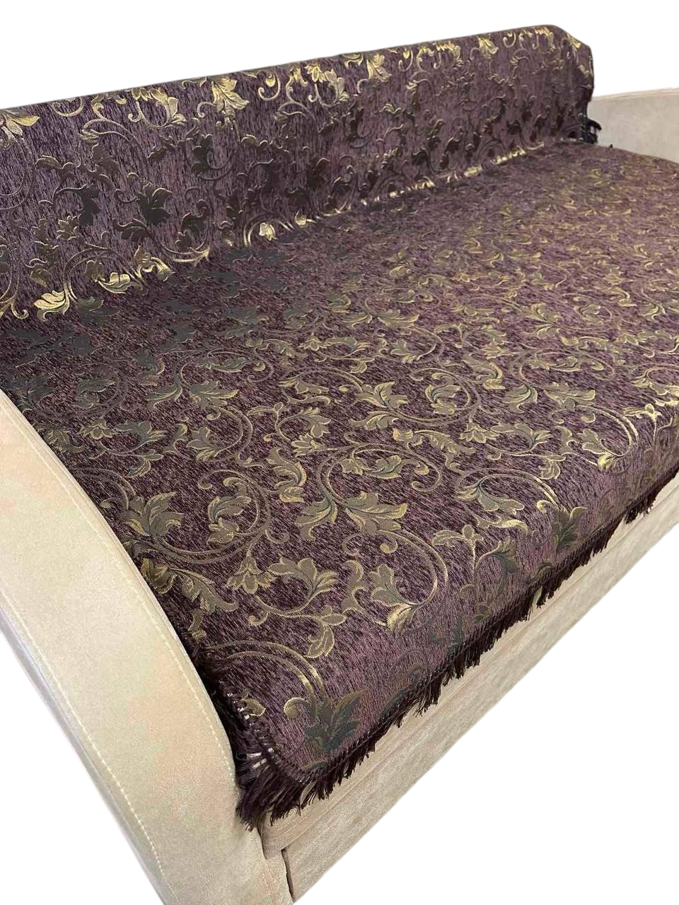 Покрывало на кровать гобелен 150х200 см с накидками. Темно-коричневый (Д-gobelen-new-003-02)