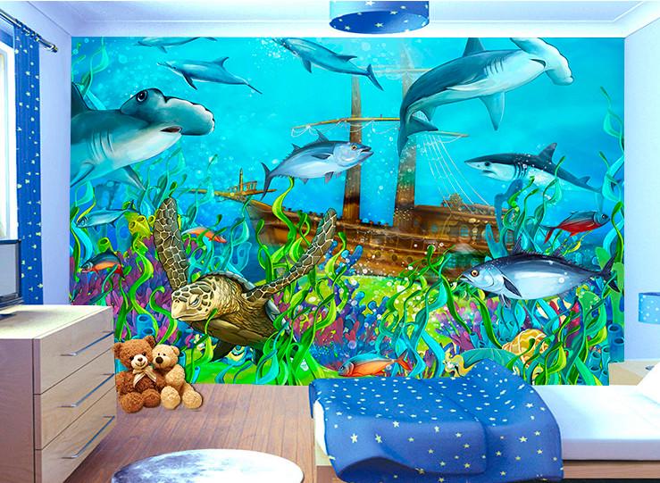 Фотообои 3D для детской комнаты На дне морском