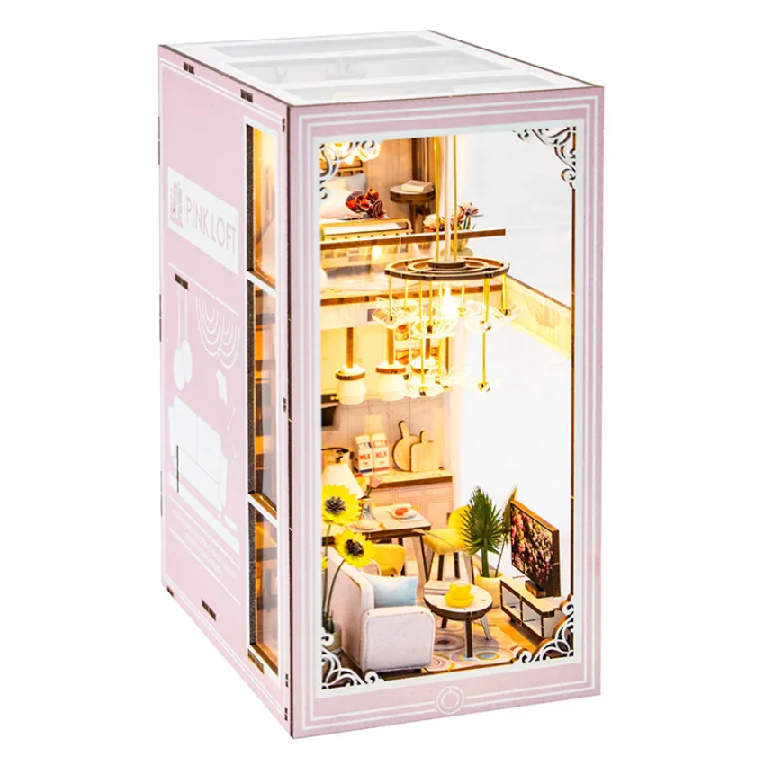 Румбокс-конструктор HongDa Бук Нук Діорама DIY 3D книжковий лофт Рожевий (M113)