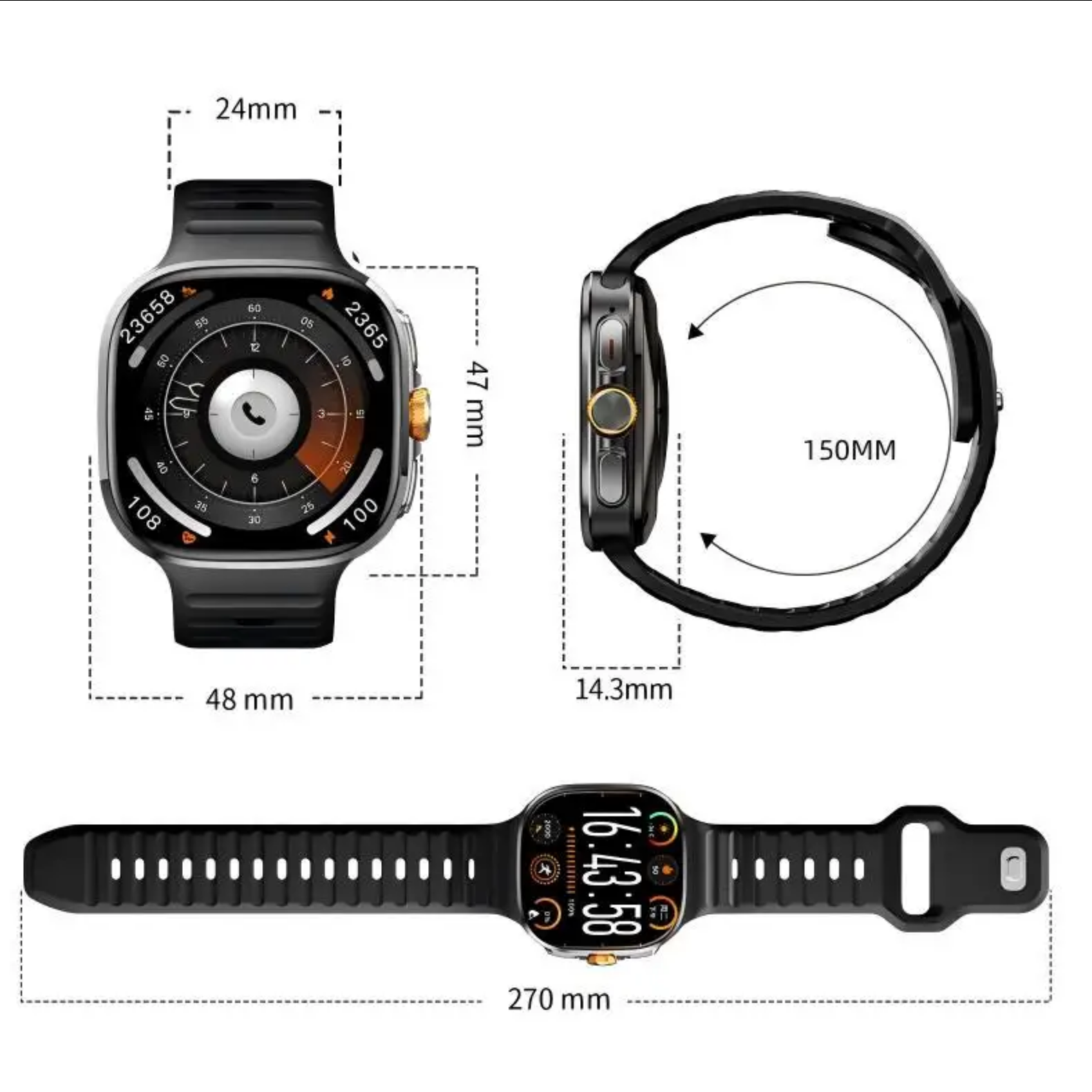 Смарт-годинник HiSportPro M99 4G LTE 8GB RAM + 128GB Black — фото 11