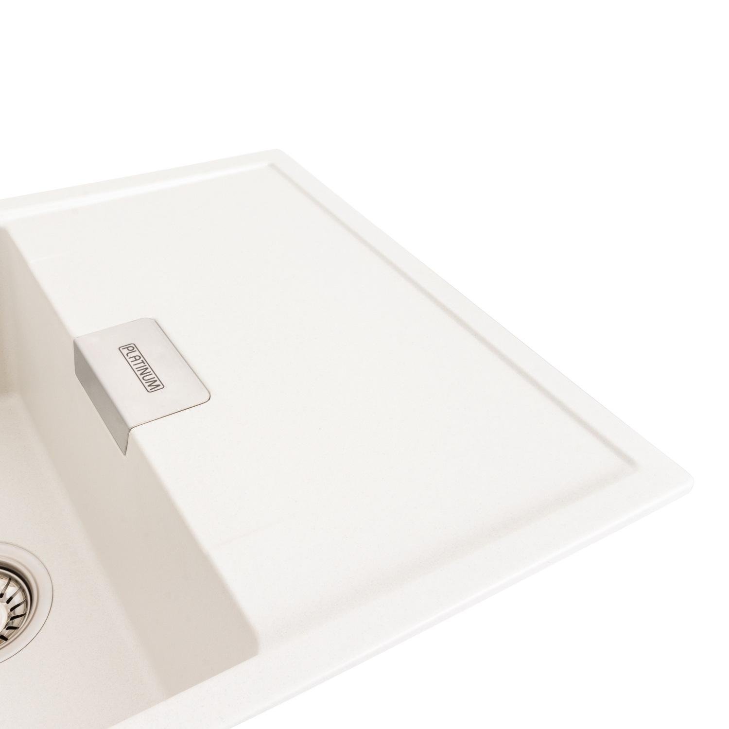 Мийка кухонна Platinum PLS-A39163 гранітна прямокутна 860x500 мм Білий (25960351) - фото 3