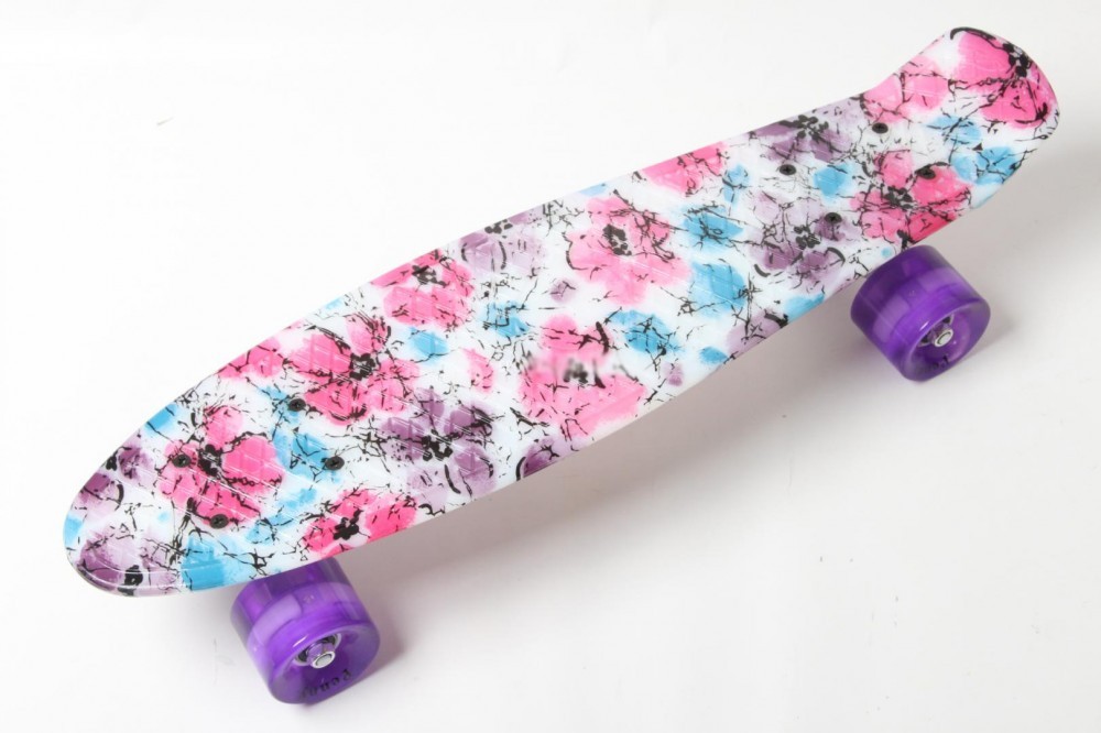 Пенниборд Penny Style 22" светящиеся колеса Flowers Fiolet (2T2034)