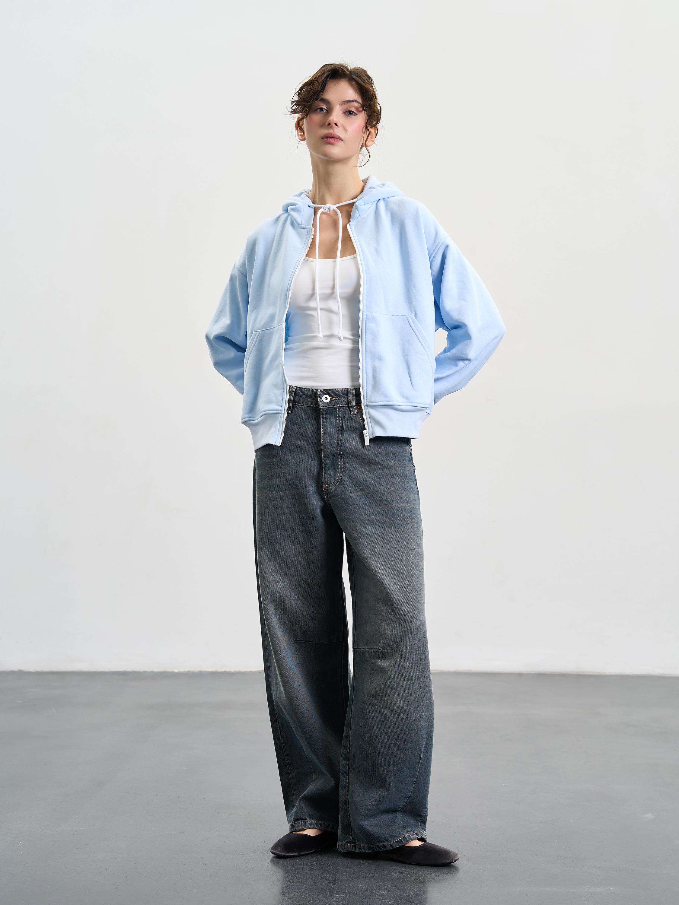 Зип-худи женское утепленное со спущенным плечом ROZA 240427 L Морозный голубой (4824005711329) - фото 2 Зип-худи женское утепленное со спущенным плечом ROZA 240427 L Морозный голубой (4824005711329) - фото 2