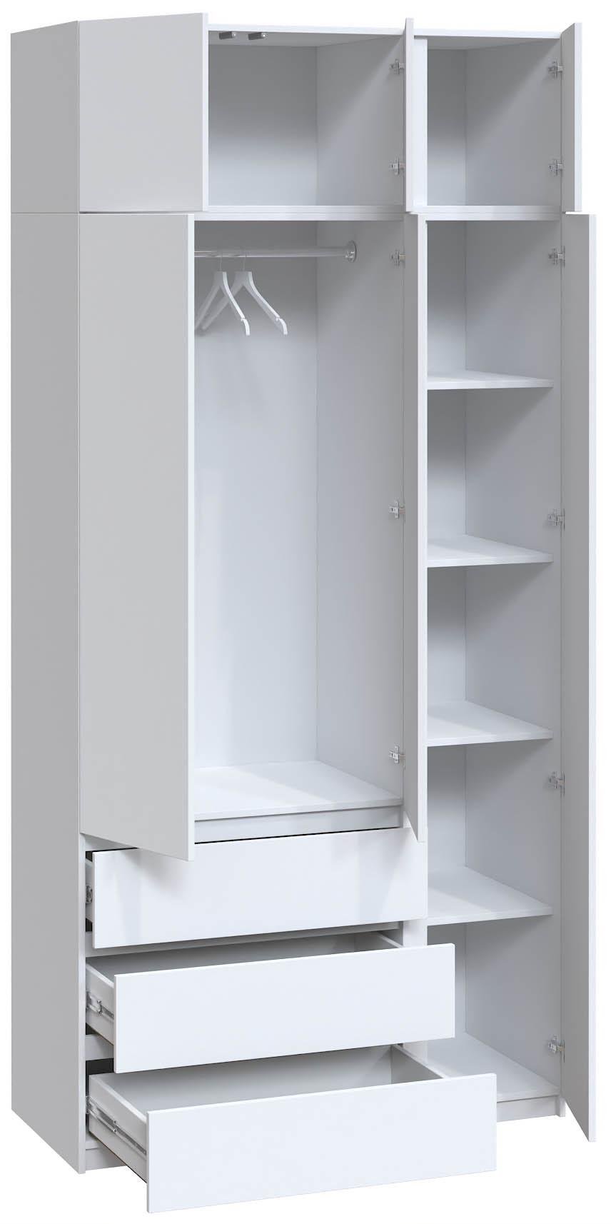 Шкаф с антресолью и зеркалом Мастер Форм Брайт правосторонний 1200х520х2400 мм Нимфея альба (32392) - фото 2