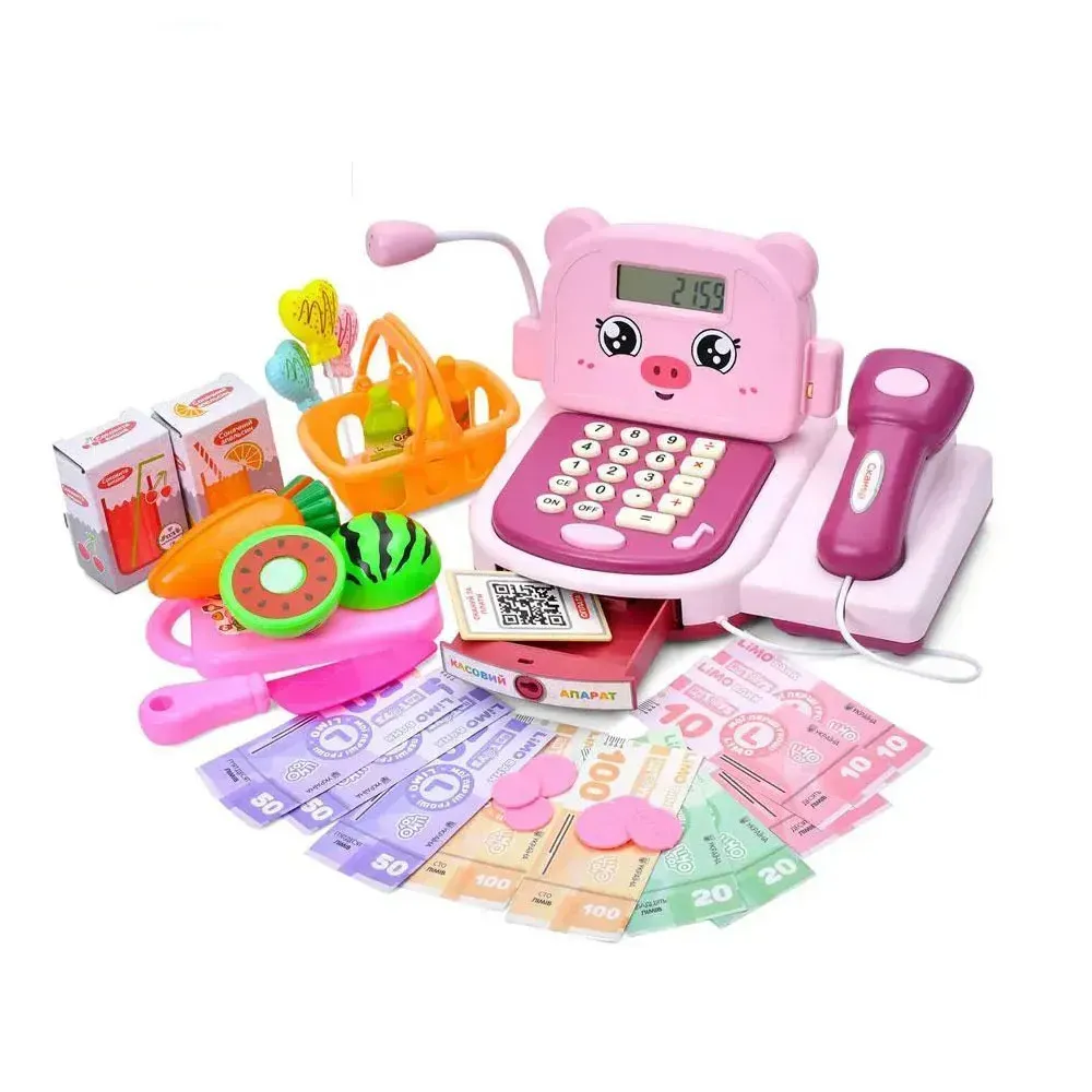 Детский игровой набор Limo Toy Кассовый аппарат из пластика 22х14х16 см Розовый (150-98-M6033UA) - фото 1 Детский игровой набор Limo Toy Кассовый аппарат из пластика 22х14х16 см Розовый (150-98-M6033UA) - фото 1