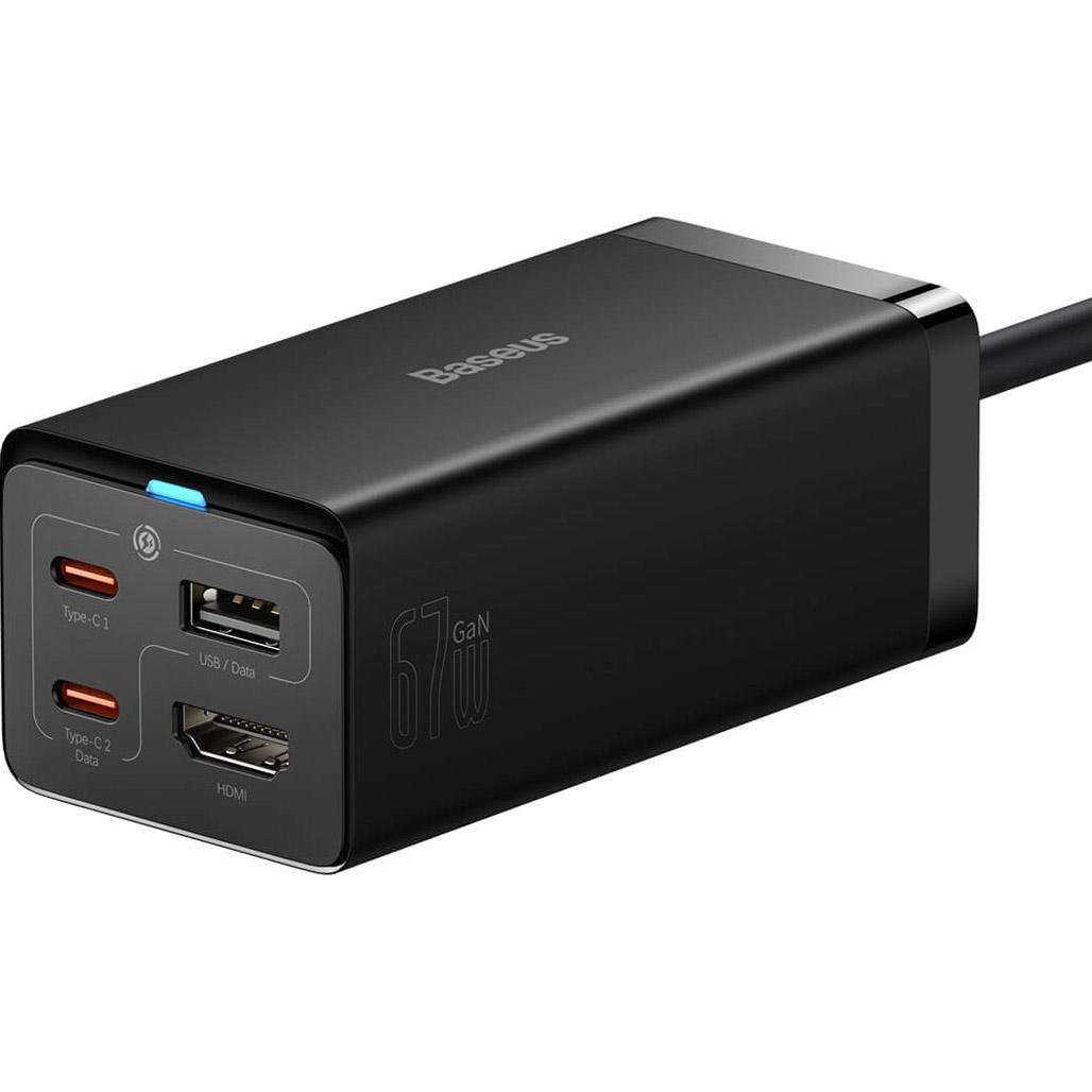 Зарядное устройство сетевое BASEUS GaN5 Pro Desktop Fast Charger 1USB/2Type-C/HDMI 67W with Power Cord CCGP110201 1,5 м Black